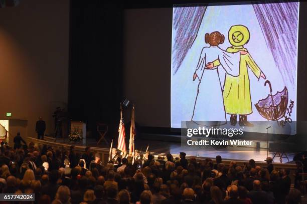 Guests attend Debbie Reynolds and Carrie Fisher Memorial at Forest Lawn Cemetery on March 25, 2017 in Los Angeles, California.