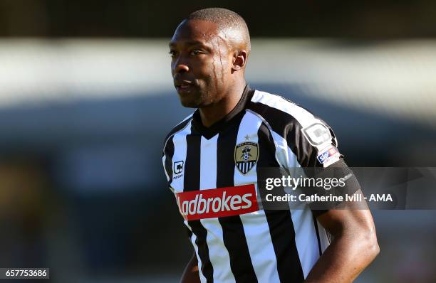 Shola Ameobi of Notts County during the Sky Bet League Two match between Wycombe Wanderers and Notts County at Adams Park on March 25, 2017 in High...