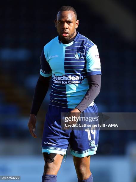 Myles Weston of Wycombe Wanderers during the Sky Bet League Two match between Wycombe Wanderers and Notts County at Adams Park on March 25, 2017 in...