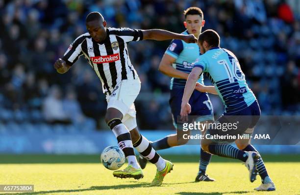 Shola Ameobi of Notts County during the Sky Bet League Two match between Wycombe Wanderers and Notts County at Adams Park on March 25, 2017 in High...