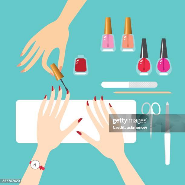 manicure - nail salon worker stock illustrations