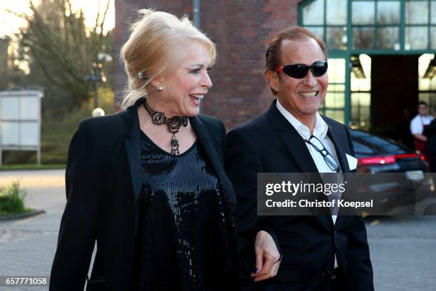 Singer Michel Holm and manager Christiane Wagner pose during the Steiger Award at Coal Mine Hansemann "Alte Kaue" on March 25, 2017 in Dortmund,...