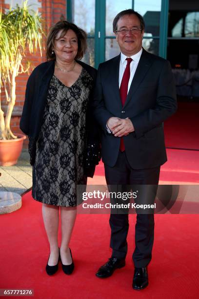 Armin Laschet and wife Susanne pose during the Steiger Award at Coal Mine Hansemann "Alte Kaue" on March 25, 2017 in Dortmund, Germany.