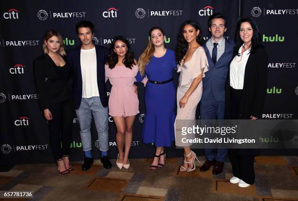 Actors Ashley Benson, Tyler Blackburn, Janel Parrish, Sasha Pieterse, Shay Mitchell, Ian Harding and Andrea Parker attend The Paley Center for...
