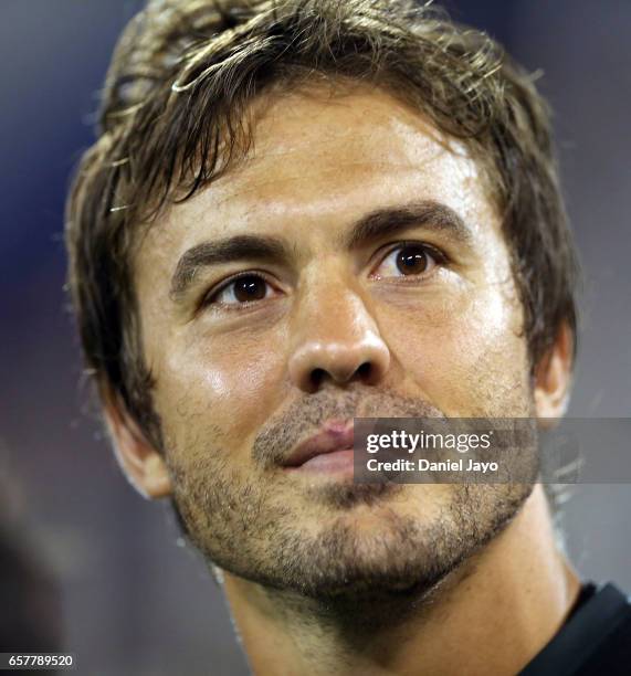 Juan Martin Hernandez of Jaguares greets fans at the end of the Super Rugby Rd 5 match between Jaguares and Reds at Jose Amalfitani Stadium on March...