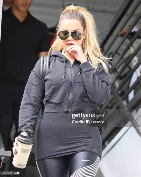 Khloe Kardashian is seen at Cycle House on March 25, 2017 in Los Angeles, California.