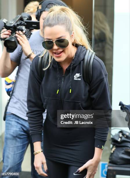 Khloe Kardashian is seen at Cycle House on March 25, 2017 in Los Angeles, California.