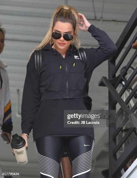 Khloe Kardashian is seen at Cycle House on March 25, 2017 in Los Angeles, California.