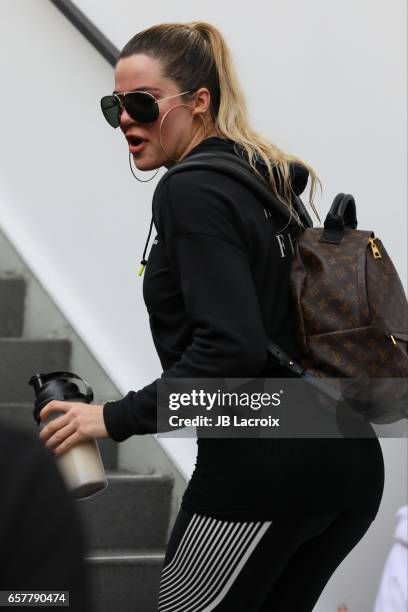 Khloe Kardashian is seen at Cycle House on March 25, 2017 in Los Angeles, California.