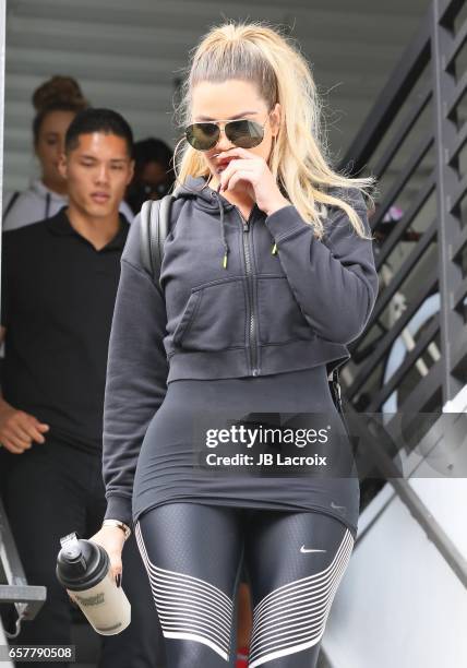 Khloe Kardashian is seen at Cycle House on March 25, 2017 in Los Angeles, California.