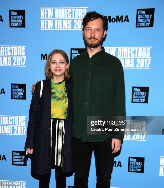Tavi Gevinson and Dustin Guy Defa attend the 2017 New Directors/New Films Closing Night Screening Of "Person To Person" at The Film Society of...