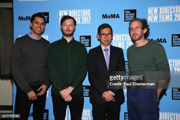 Rajendra Roy, Dustin Guy Defa, Dennis Lim and Bene Coopersmith attend the 2017 New Directors/New Films Closing Night Screening Of "Person To Person"...