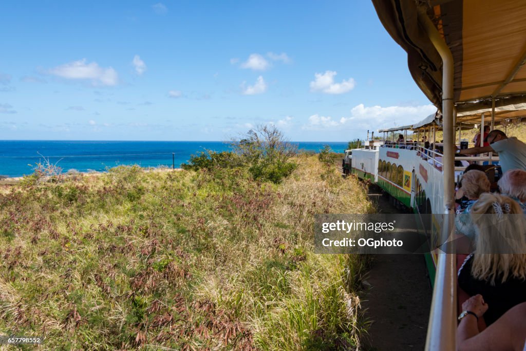 Sight seeing train on the island of Saint Kitts.