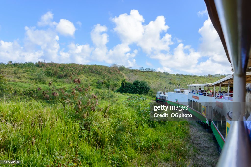 Sight seeing train on the island of Saint Kitts.