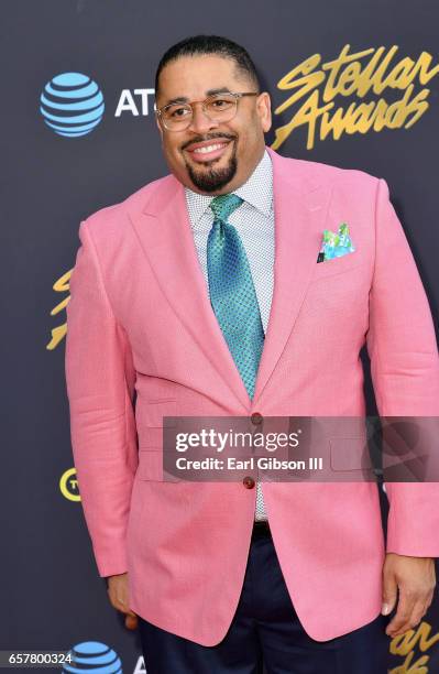 Recording artist Byron Cage arrives at the 32nd annual Stellar Gospel Music Awards at the Orleans Arena on March 25, 2017 in Las Vegas, Nevada.