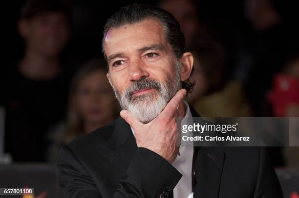 Spanish actor Antonio Banderas attends the 20th Malaga Film Festival closing ceremony at the Cervantes Teather on March 25, 2017 in Malaga, Spain.