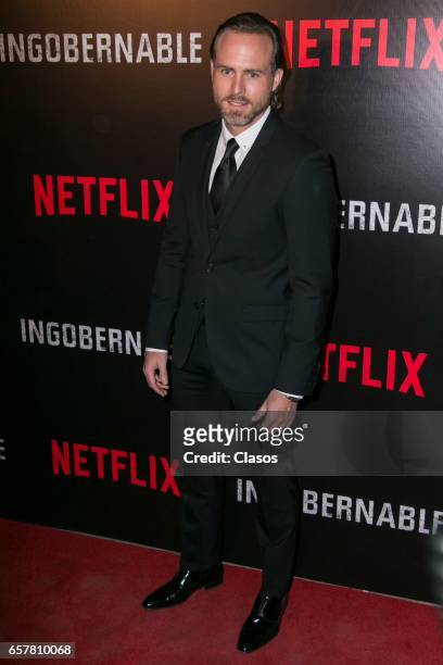 Erik Hayser poses during the red carpet of the new Netflix series 'La Ingobernable' at Auditorio Blackberry on March 22, 2017 in Mexico City, Mexico.
