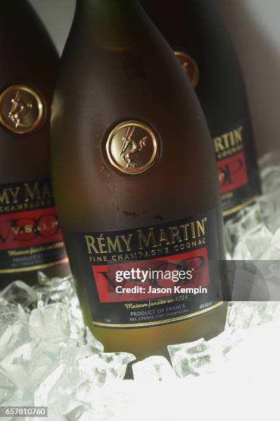 Bottles of Remy Martin VSOP on ice at the Remy Martin & Culture Creators birthday celebration for Laz Alonso at Vandal on March 25, 2017 in New York...
