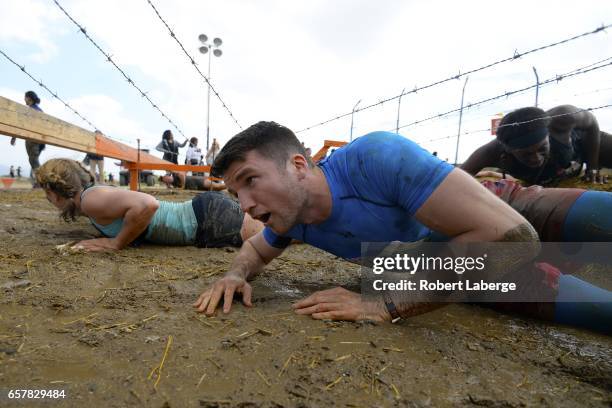 British Olympian Anthony Fowler competes during the Tough Mudder Half Los Angeles event on March 25, 2017 at Glen Helen Raceway in San Bernardino,...