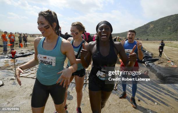 Olympians Jade Jones, Jessica Varnish, Perri Shakes-Drayton and Anthony Fowler from Great Britain compete during the Tough Mudder Half Los Angeles...