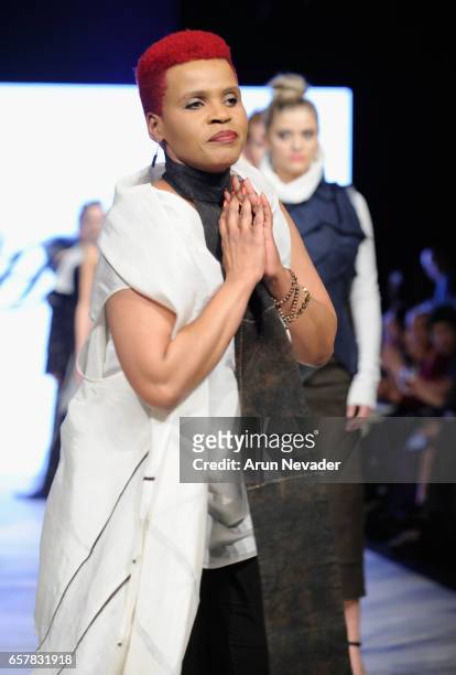 Designer Jose Hendo walks the runway at Vancouver Fashion Week Fall/Winter 2017 at Chinese Cultural Centre of Greater Vancouver on March 25, 2017 in...