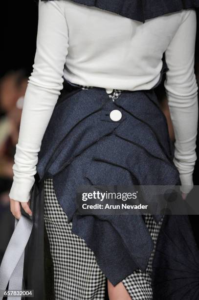 Model walks the runway wearing Jose Hendo at Vancouver Fashion Week Fall/Winter 2017 at Chinese Cultural Centre of Greater Vancouver on March 25,...