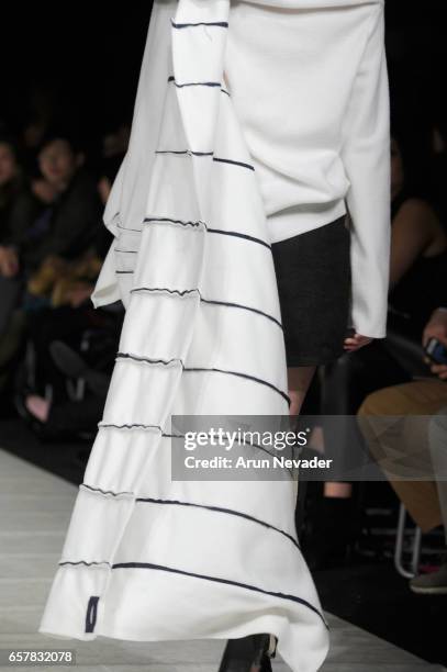 Model walks the runway wearing Jose Hendo at Vancouver Fashion Week Fall/Winter 2017 at Chinese Cultural Centre of Greater Vancouver on March 25,...