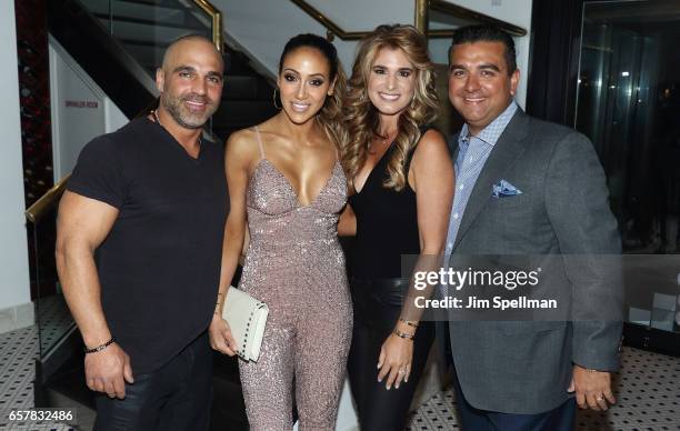 Personalities Joe Gorga, Melissa Gorga, Lisa Valastro and chef Buddy Valastro attend Melissa Gorga's birthday celebration at Molos on March 25, 2017...