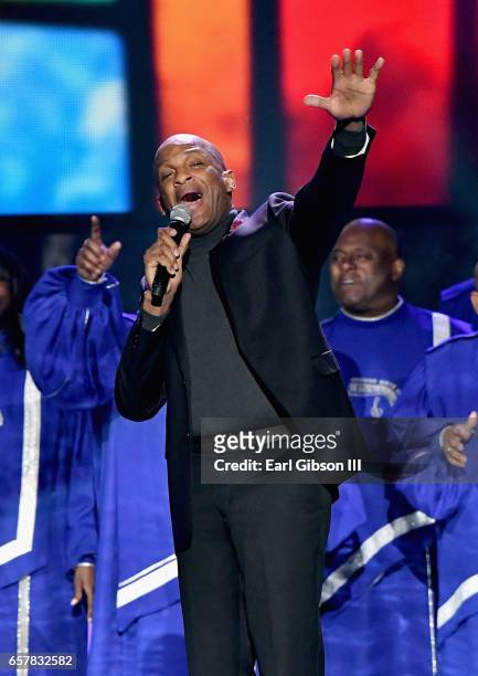 Donnie McClurkin and The Chicago Mass Choir perform during the 32nd annual Stellar Gospel Music Awards at the Orleans Arena on March 25, 2017 in Las...