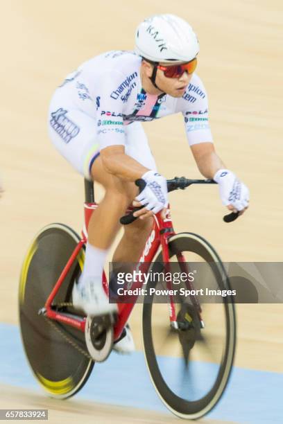 Leung Ka Yu of the X SPEED competes in Men Elite - Points Race 30KM Final during the 2017 Hong Kong Track Cycling National Championship on March 25,...