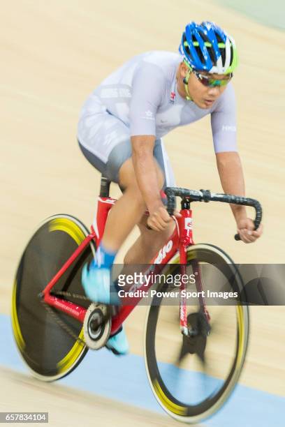 Cheung King Lok of IND competes in Men Elite - Points Race 30KM Final during the 2017 Hong Kong Track Cycling National Championship on March 25, 2017...