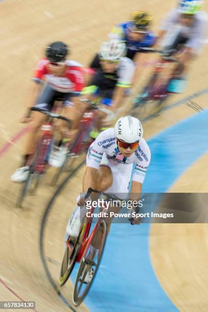 Leung Ka Yu of the X SPEED competes in Men Elite - Points Race 30KM Final during the 2017 Hong Kong Track Cycling National Championship on March 25,...