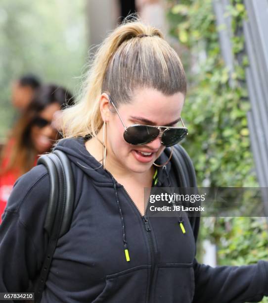 Khloe Kardashian is seen at Cycle House on March 25, 2017 in Los Angeles, California.