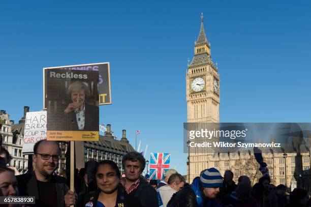 Thousands of pro-EU supporters took part in Unite For Europe rally in Parliament Square, which has been organised to coincide with the 60th...