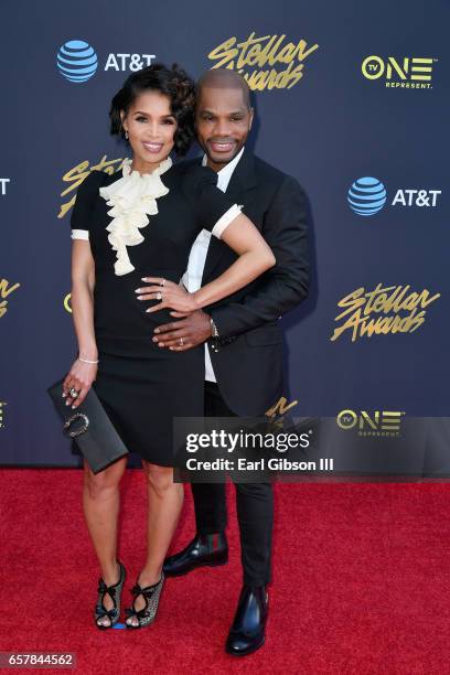 Tammy Collins and Kirk Franklin arrive at the 32nd annual Stellar Gospel Music Awards at the Orleans Arena on March 25, 2017 in Las Vegas, Nevada.