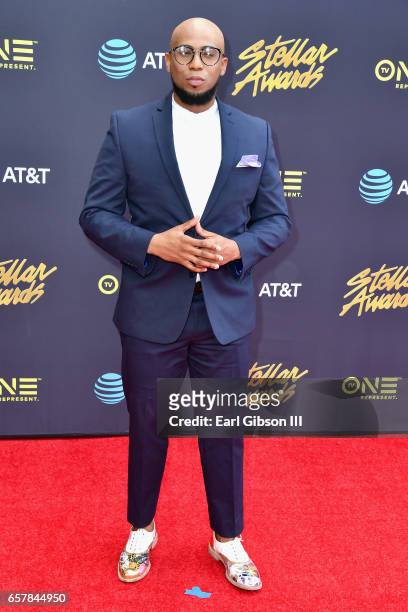 Co-host Anthony Brown arrives at the 32nd annual Stellar Gospel Music Awards at the Orleans Arena on March 25, 2017 in Las Vegas, Nevada.