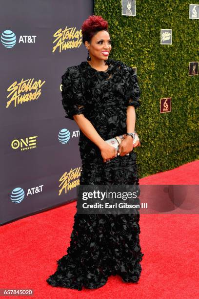 Singer Cassandra Cleveland Robertson arrives at the 32nd annual Stellar Gospel Music Awards at the Orleans Arena on March 25, 2017 in Las Vegas,...