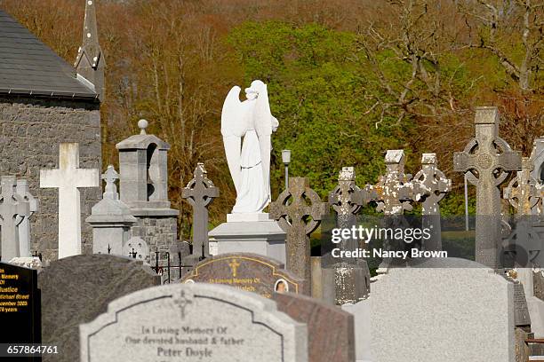 traditional irish cemetery near kilkenny ireland. - kilkenny ireland stock pictures, royalty-free photos & images