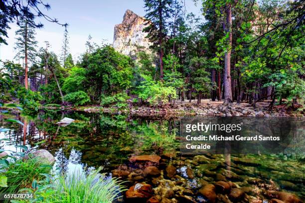three brothers of yosemite national park - merced river stock pictures, royalty-free photos & images