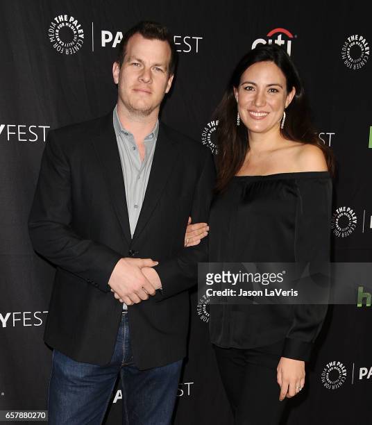 Producers Jonathan Nolan and Lisa Joy attend the "Westworld" event at the Paley Center for Media's 34th annual PaleyFest at Dolby Theatre on March...