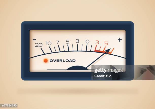 ilustrações de stock, clip art, desenhos animados e ícones de overload retro gauge - instrumento de medição