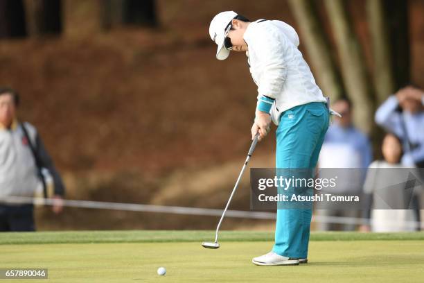 Jiyai Shin of South Korea putts on the 1st hole during the final round of the AXA Ladies Golf Tournament at the UMK Country Club on March 26, 2017 in...