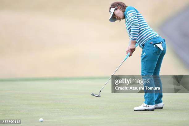 Ai Suzuki of Japan putts on the 2nd hole during the final round of the AXA Ladies Golf Tournament at the UMK Country Club on March 26, 2017 in...