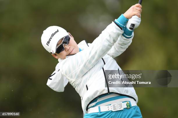 Jiyai Shin of South Korea hits her tee shot on the 2nd hole during the final round of the AXA Ladies Golf Tournament at the UMK Country Club on March...
