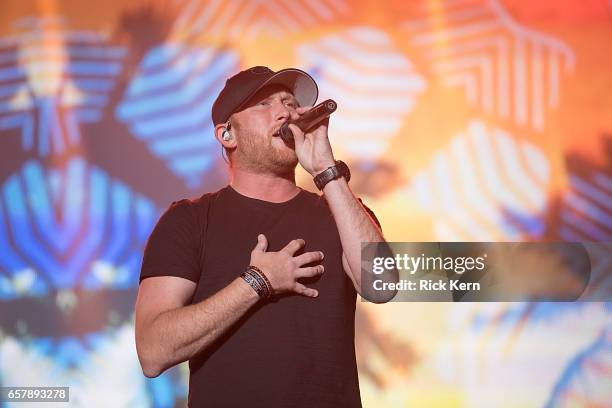 Cole Swindell performs onstage during BeautyKind Unites: Concert for Causes at AT&T Stadium on March 25, 2017 in Arlington, Texas.