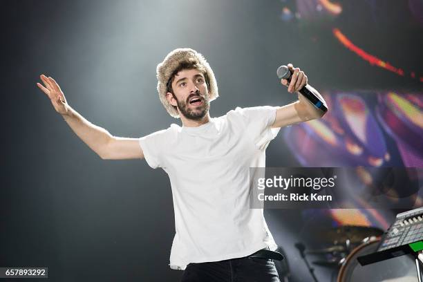Jack Met of AJR performs onstage during BeautyKind Unites: Concert for Causes at AT&T Stadium on March 25, 2017 in Arlington, Texas.