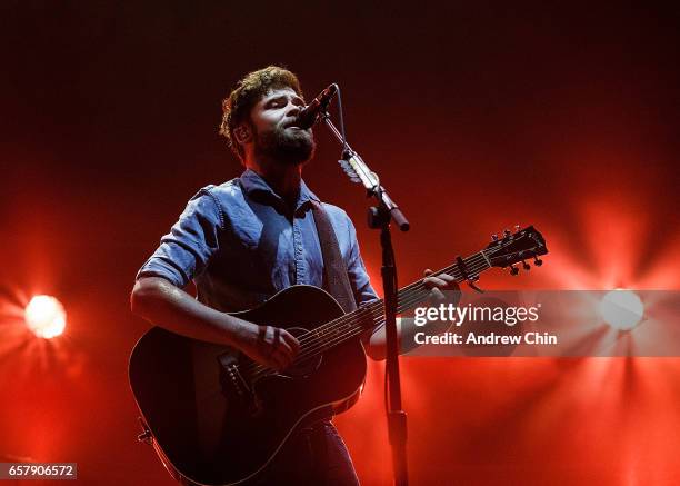 British singer-songwriter Michael David Rosenberg aka Passenger performs on stage at Orpheum Theatre on March 25, 2017 in Vancouver, Canada.