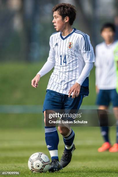 Akito Takagi of Japan in action during a Friendly Match between MSV Duisburg and the U20 Japan on March 26, 2017 in Duisburg, Germany.