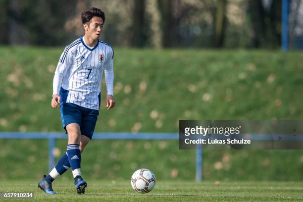 Yuta Kamiya of Japan in action during a Friendly Match between MSV Duisburg and the U20 Japan on March 26, 2017 in Duisburg, Germany.