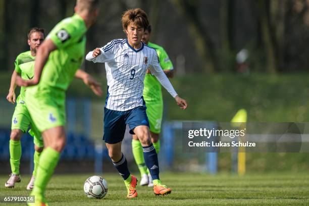 Koki Ogawa of Japan in action during a Friendly Match between MSV Duisburg and the U20 Japan on March 26, 2017 in Duisburg, Germany.